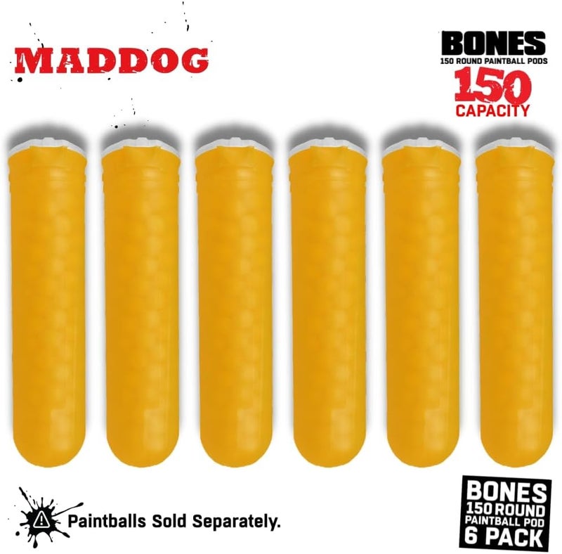 MAddog 150 Round Bones Paintball Pods | Durable Quick Reload Tubes for Tournament and Recreational Speedball Woodsball | 6 Pack - Image 3